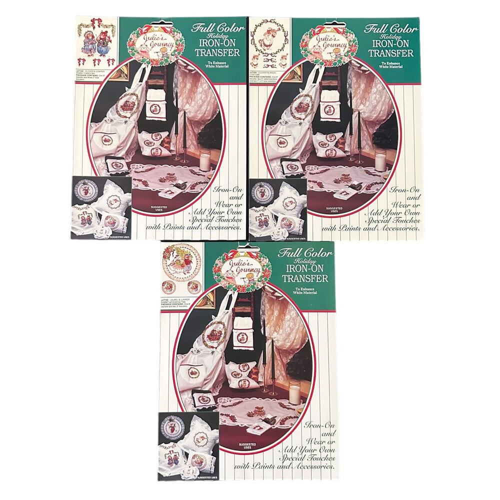 Julie's Journey Iron On Transfer Lot Clover Juniper Laurel Rabbit Christmas
